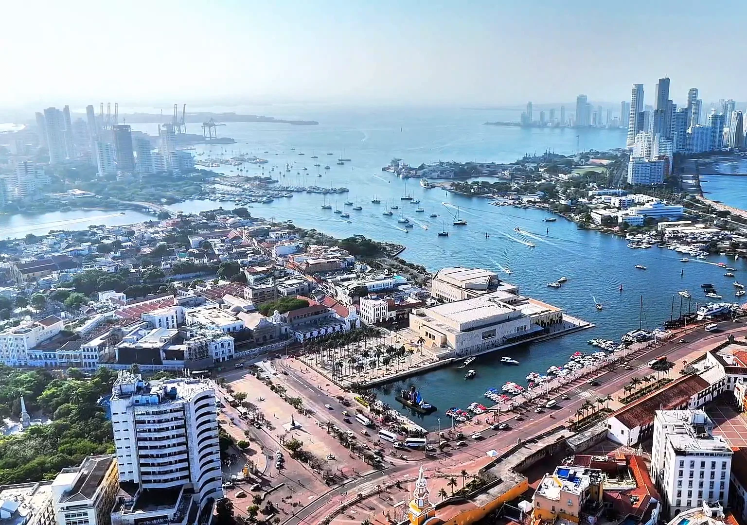An aerial view of Cartagena Bay
